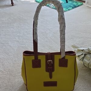 Dooney & Bourke Yellow and Brown Tote Bag